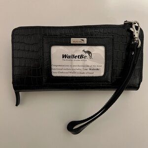 Share WalletBe Patent Leather Double Accordion Card Holder Wallet Croco Black